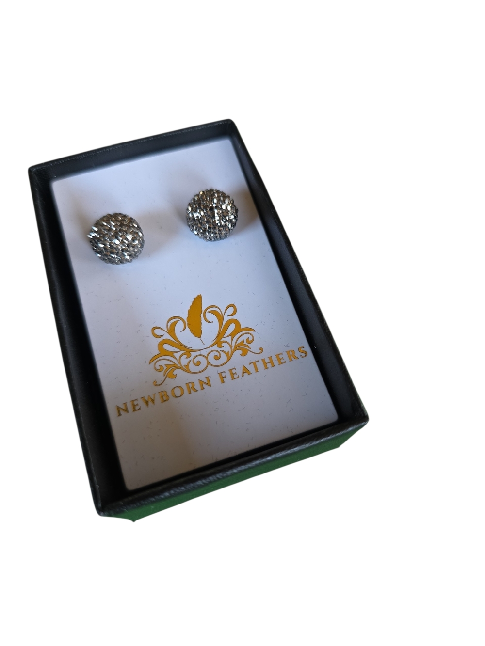 Silver Sparkley Dome Stud Earrings